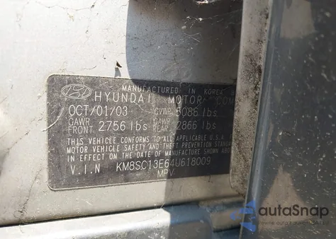 2004 Hyundai Santa Fe Gls/Lx из США, поврежденный, VIN KM8SC13E64U618009